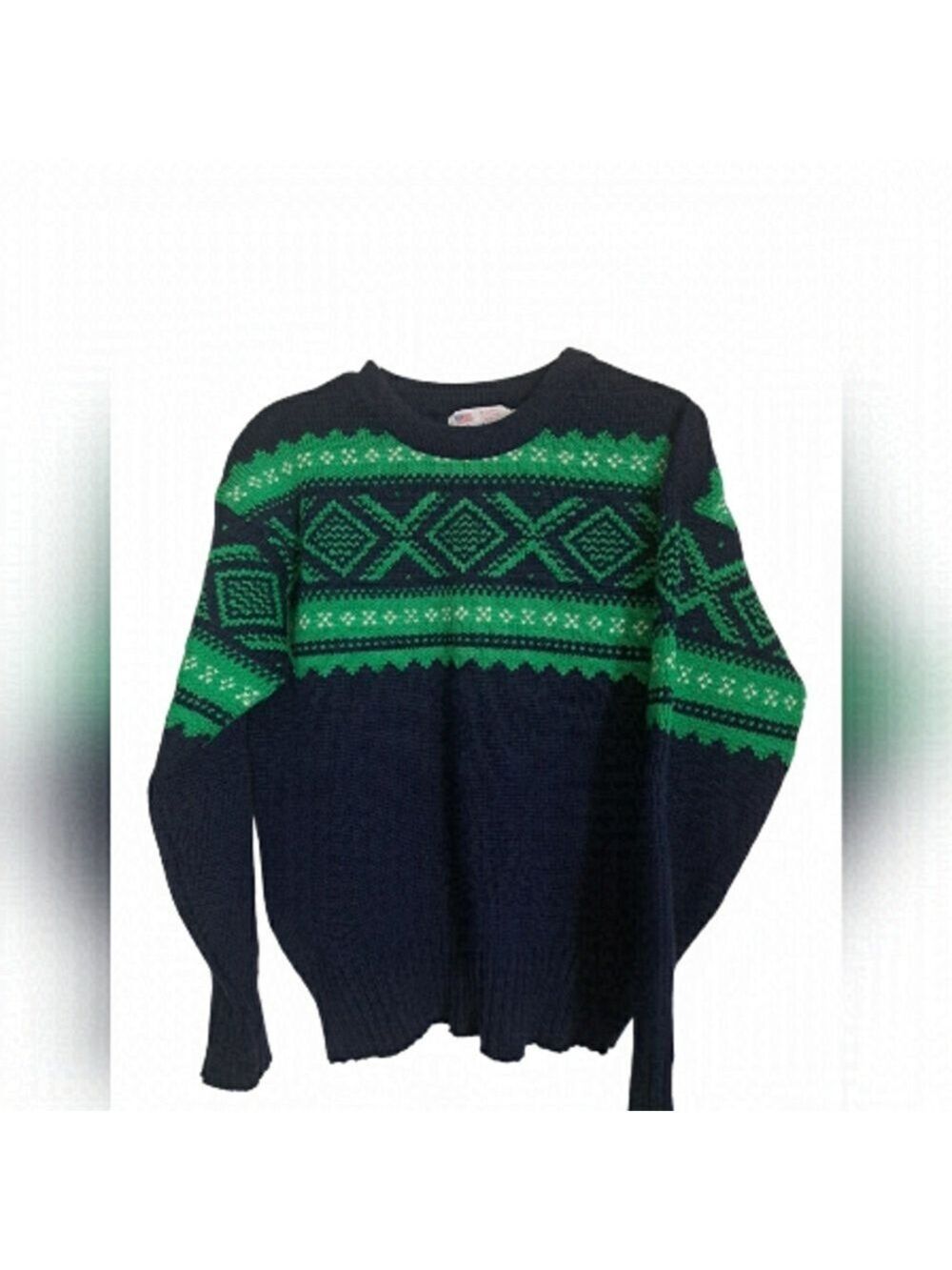 VTG A.N.F. Always NATURAL Fibers 100% wool knit sweater made USA coastal unisex